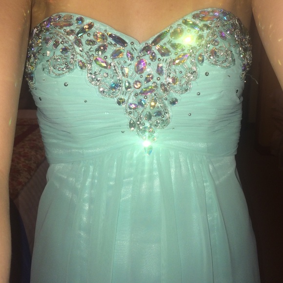 Minty blue prom/ special event strapless dress