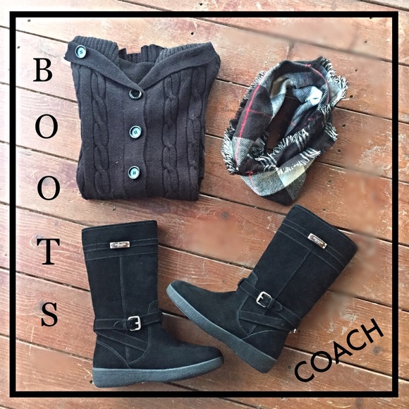 🚫SOLD🚫 Coach Cozy Suede Shearling Tall Boots 10 - Picture 2 of 4