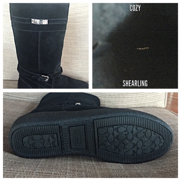 🚫SOLD🚫 Coach Cozy Suede Shearling Tall Boots 10 - Picture 3 of 4