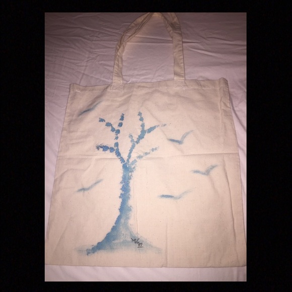 Hand painted canvas tote bag.