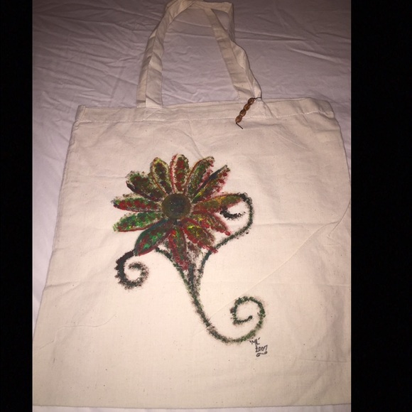 Hand painted canvas tote.