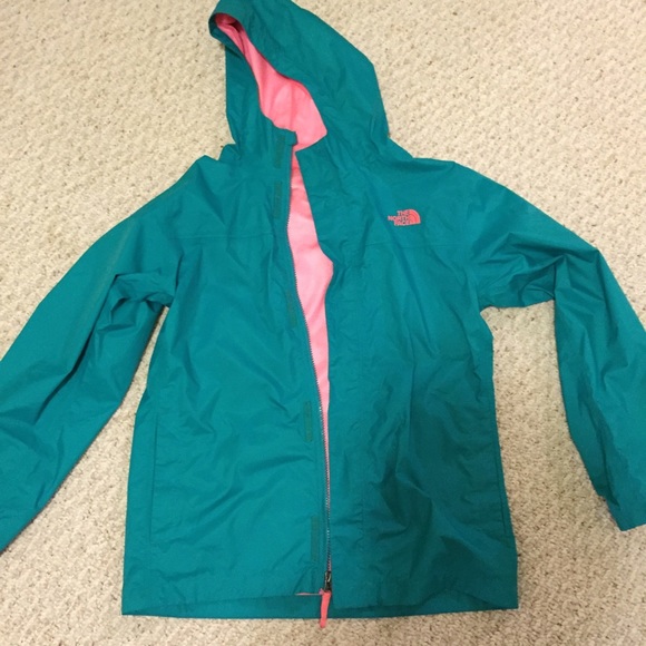 North Face Teal And Pink Rain Jacket