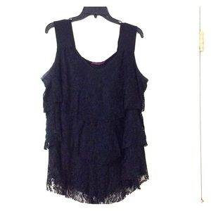 Black Lace Three Layered Tank Top