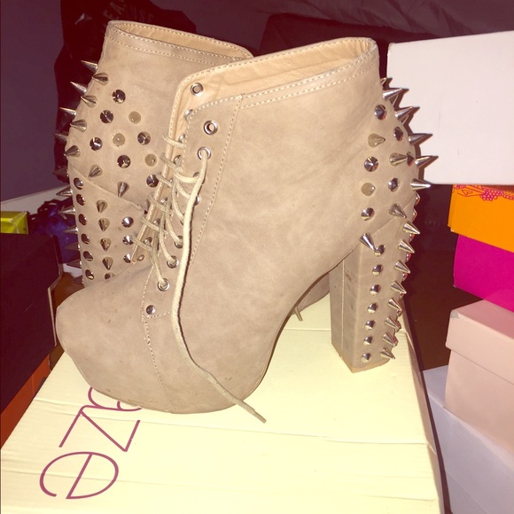 Chunky Heel Booties with Spikes