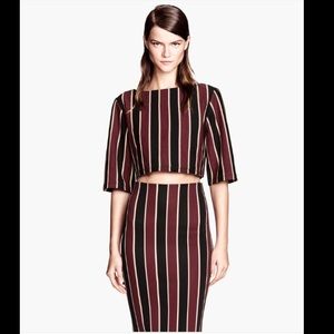 H&M Trend Vertical Stripe Crop Top & Pencil Skirt