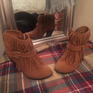 Fringe ankle boots
