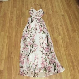 Pink cherry blossom floral maxi