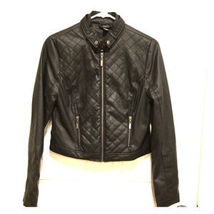 Leather crop jacket
