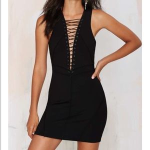 Nasty gal lace up black mini dress- NEGOTIABLE$$