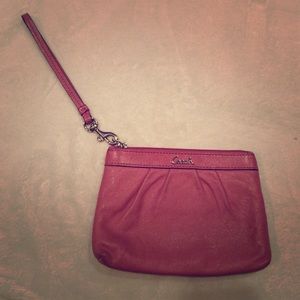 Pink Leather Coach Wristlet- Ships Tomorrow!