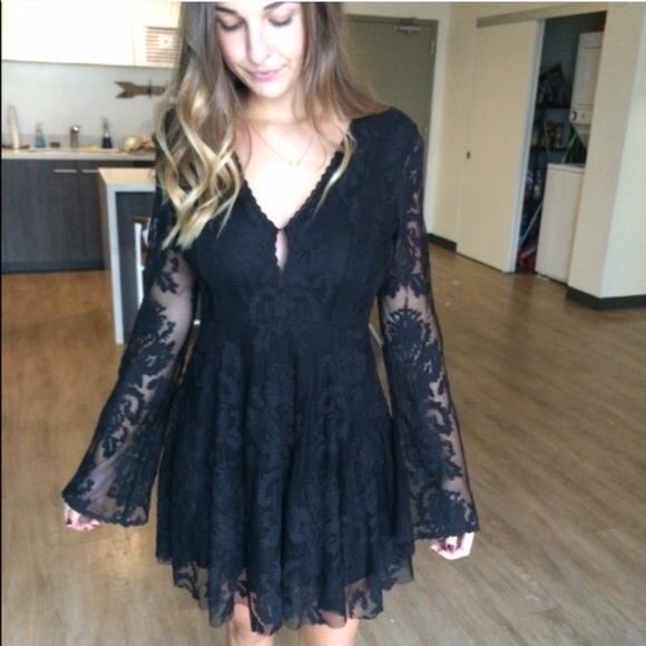 Free People Black Lace Dress