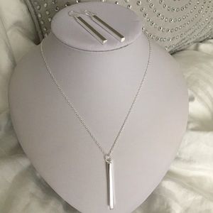 Bar 925 silver necklace & earring set