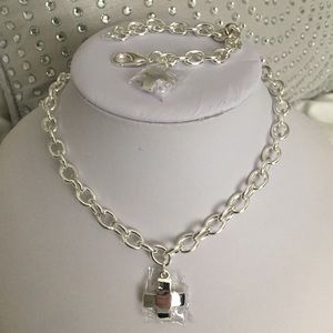Chic cross 925 silver necklace & bracelet set