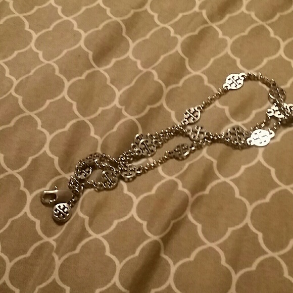 Tory burch silver bracelet with logo