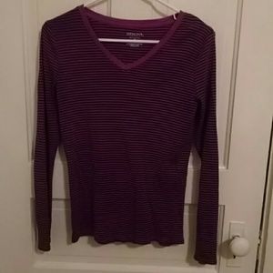 Purple stripe long sleeve top