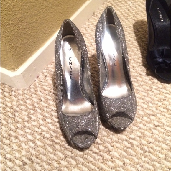 Silver sparkly heels