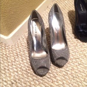Silver sparkly heels