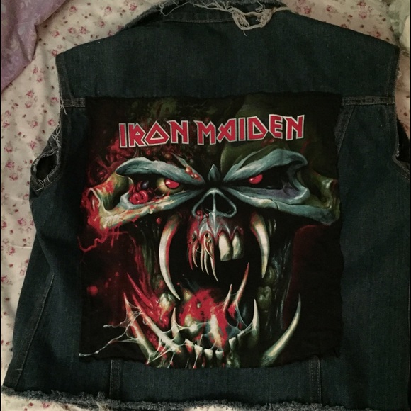 iron maiden denim vest