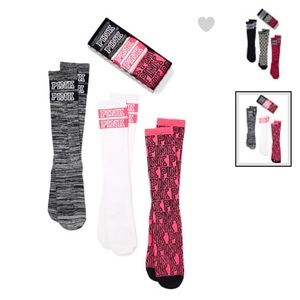 NEW VS PINK Knee High Socks Set 3 pairs