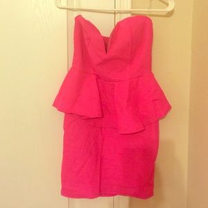 Neon pink dress..