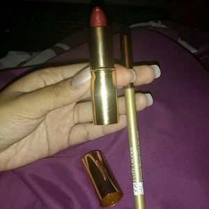 Estee Lauder lipstick and eyeliner