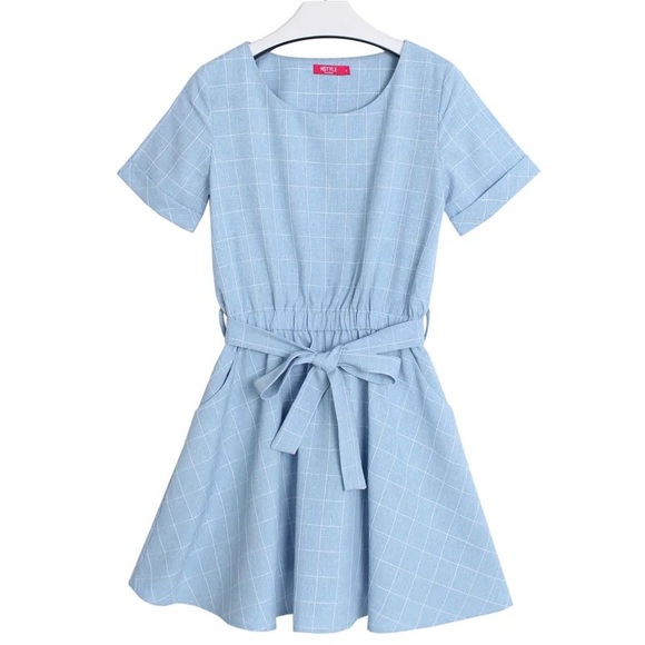 🎉HP🎉Elastic waist plaid bowtie dress - Picture 4 of 4