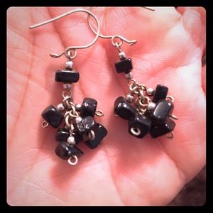 Black square bead earrings