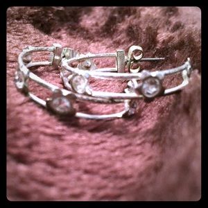Silver double hoop earrings