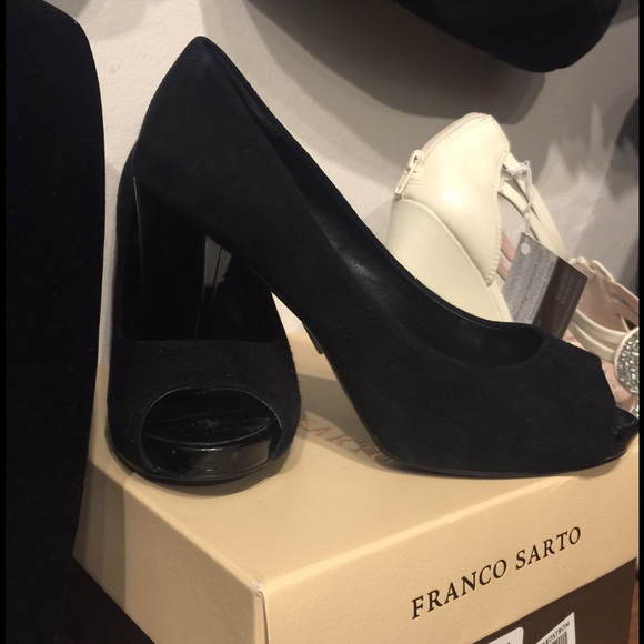 Franco Sarto black suede peep-toes