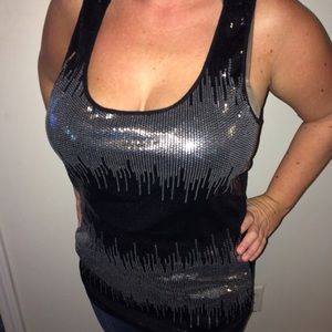 Sequined Razorback Tank Top