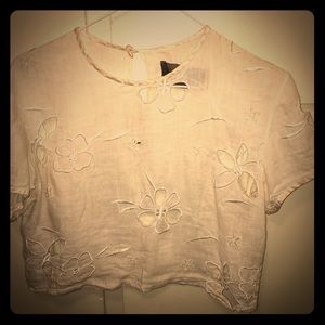 Boxy Floral Cut Out Crop Top