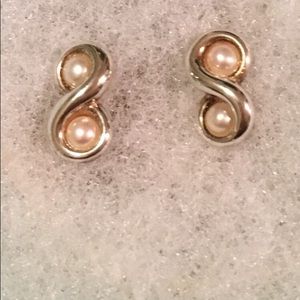 Tiffany & Co silver & pearl Infinity 8 earrings