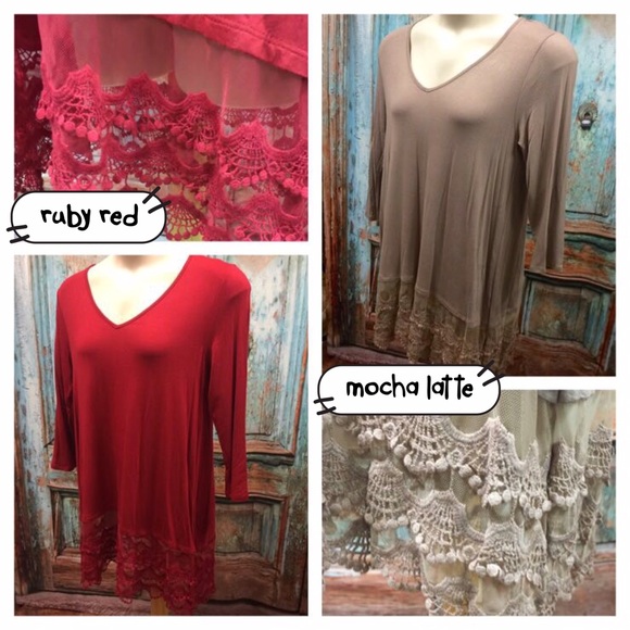 🌺HP 12/9🌺STUNNING LACE TUNICS IN 5 COLORS! - Picture 2 of 4
