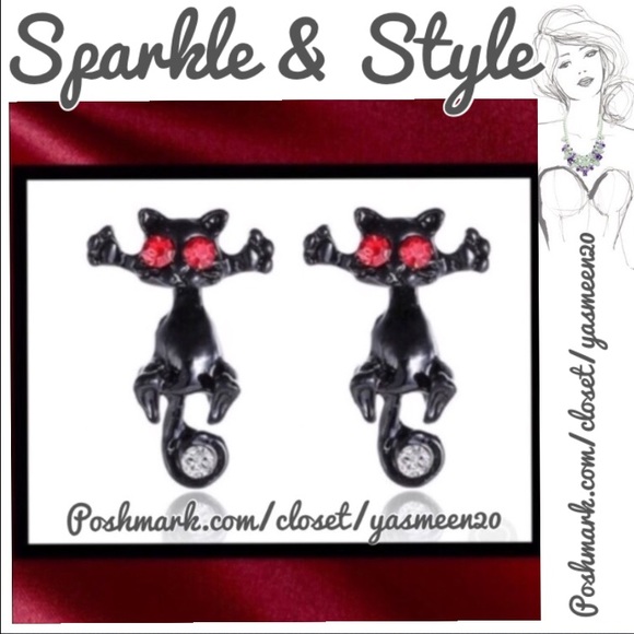 Cute black cat earrings
