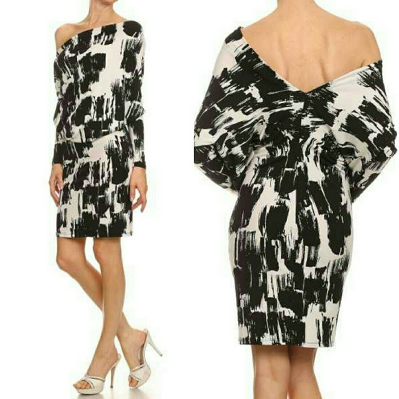 Black and white abstract dress - Picture 2 of 2