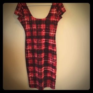 Plaid pencil stretch body con dress