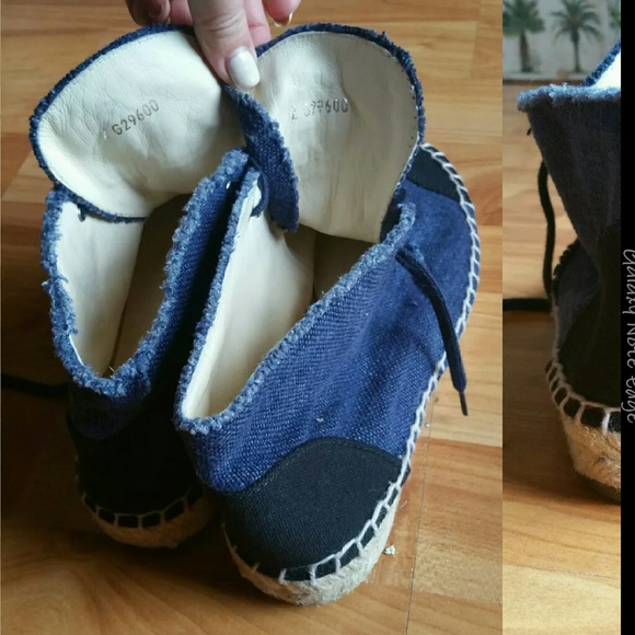 SOLD OUT !!CHANEL DENIM HIGH TOP ESPADRILLES  US 6 - Picture 3 of 4