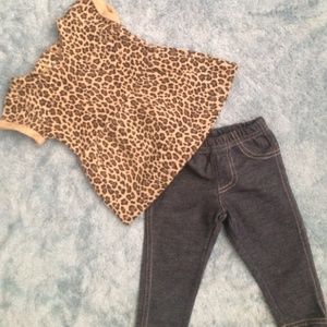 CARTERS LEOPARD AND DENIM TWO PIECE SET