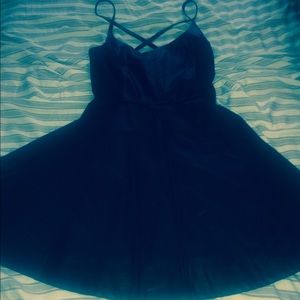 Forever 21 Black leather skater dress