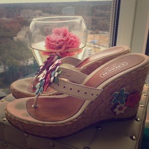 Coach wedge floral sandals