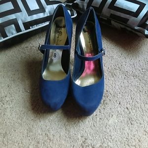 Navy blue suede heels