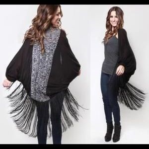 Woodleigh avant draped thin stretch fringe shrug