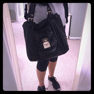Black Miu Miu leather bag with silver hardware