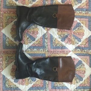 Equestrian inspired two-toned boots