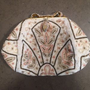 Vintage beaded white purse by Oberon, Paris