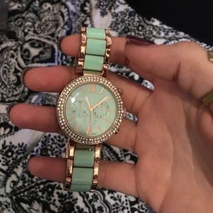 Turquoise and gold watch