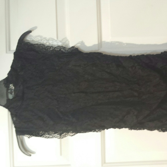 Black Ruched Lace Dress