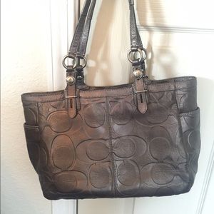 Coach metallic pewter tote