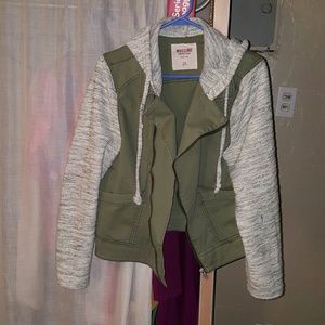 Army green hooded jacket