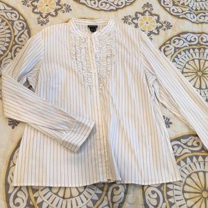 Pinstriped and Ruffled Button Down shirt
